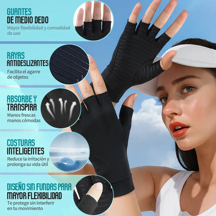2 Guantes De Compresión Cobre Para Artritis Y Túnel Carpiano