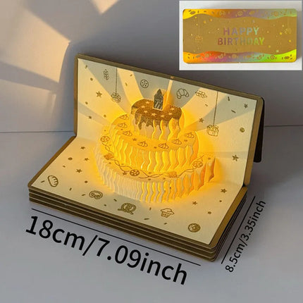 Tarjeta De Cumpleaños 3d Regalo Musica Y Sobre De Dinero Dorado Oscuro