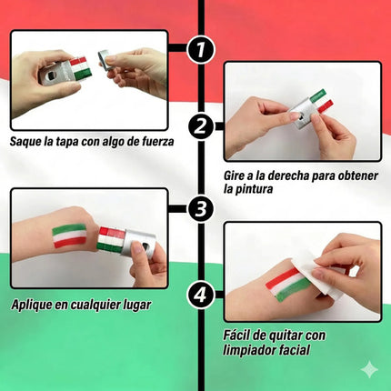 Pintura Facial Stick Bandera México Barra Maquillaje Mundial