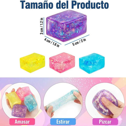 Juguete Antiestrés Squishy Cubo De Hielo Maltosa Con Glitter