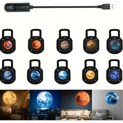 Proyector Luz Led Usb Galaxia Planetas Sistema Solar 10 En 1