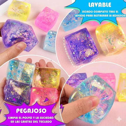 Juguete Antiestrés Squishy Cubo De Hielo Maltosa Con Glitter