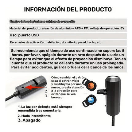 Proyector Luz Led Usb Galaxia Planetas Sistema Solar 10 En 1