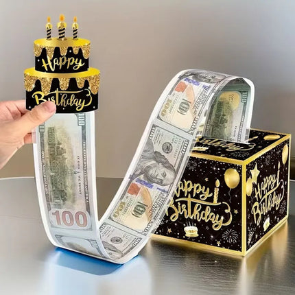 Caja Regalo Dinero En Efectivo Billetes Cumpleaños Fiestas Negro