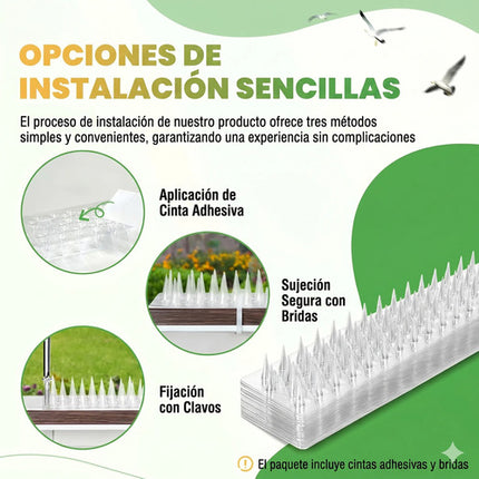 Kit 10 Picos Anti Palomas Púas Repelente Aves Gatos Exterior