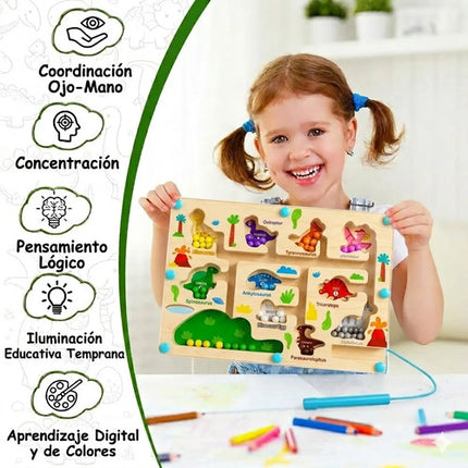 Laberinto Magnético De Madera Juguete Montessori Dinosaurios