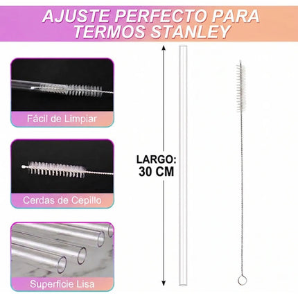 5 Popotes Repuesto Termo Stanley Vaso 30 Y 40oz + Cepillo