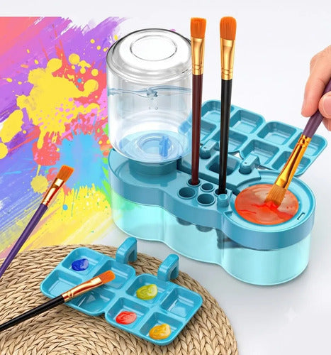 Enjuagador Pinceles Con Dispensador Agua Pintar Oleo Niños