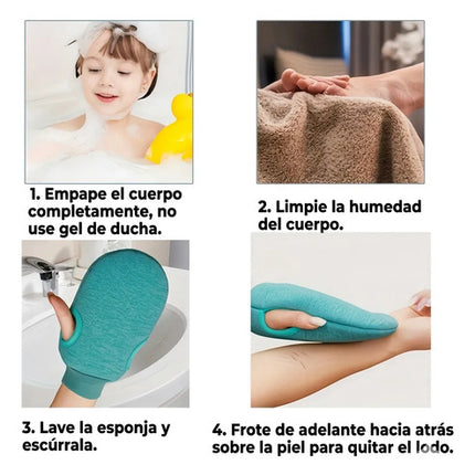 Guante Exfoliante Corporal Baño Doble Cara Limpieza Profunda
