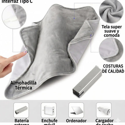 Calentador Manos Manta Cojín Térmico Usb Termostato Calor