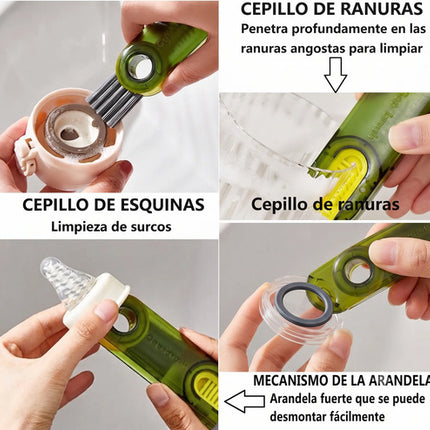 Cepillo Limpieza 3 En 1 Para Tapas De Termos Vasos Botellas