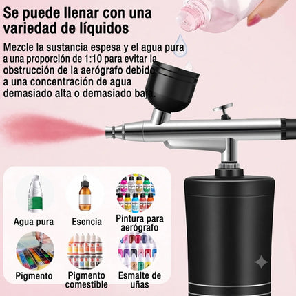 Kit Aerógrafo Inalámbrico Portátil Mini Compresor Recargable