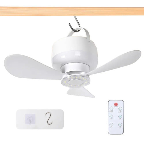 Ventilador Techo Portátil Recargable Usb Con Luz Y Control