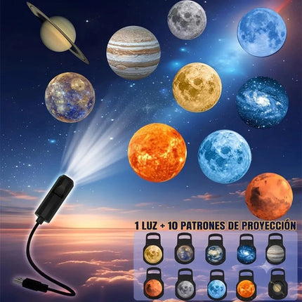 Proyector Luz Led Usb Galaxia Planetas Sistema Solar 10 En 1