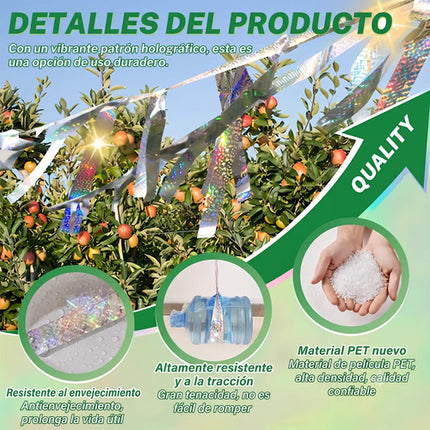 9 Cintas Reflectante Espantapájaros Disuasoria Aves Jardin