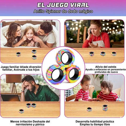 Set De Anillos Magnéticos Con Forma De Fidget Spinner Dedo