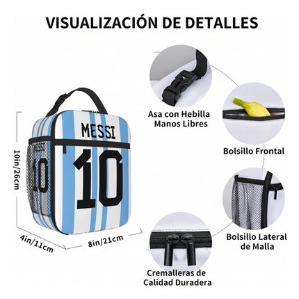 Lonchera Messi 10 Futbol Bolsa Almuerzo Termica Niño Escuela