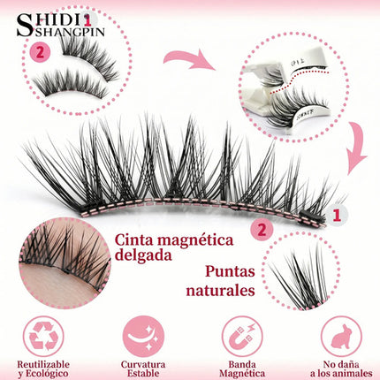 Pestañas Magnéticas Naturales Reutilizables 3d Con Aplicador