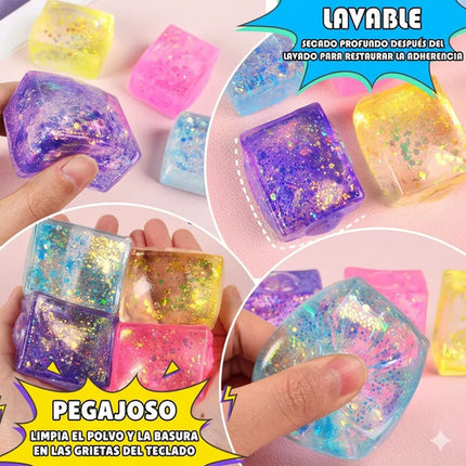 Juguete Antiestrés Squishy Cubo De Hielo Maltosa Con Glitter