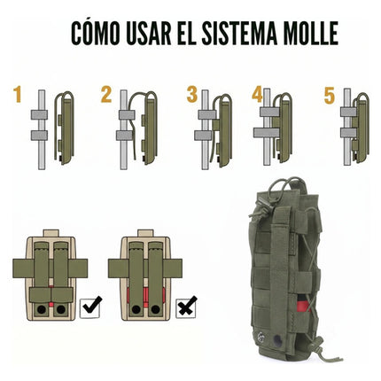 Porta Botella Tactico Molle Porta Radio Sostenedor Mochila