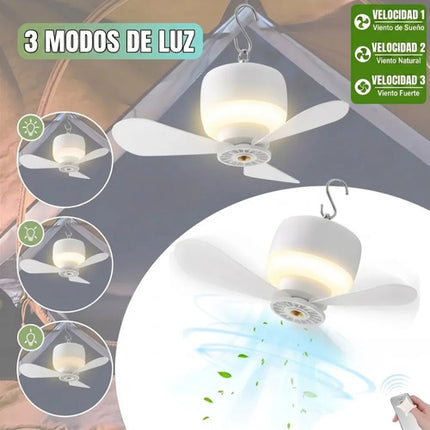 Ventilador Techo Portátil Recargable Usb Con Luz Y Control
