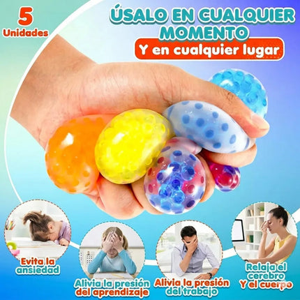 5 Pelotas Squishy Antiestrés Hidrogel 3.5cm Colores Al Azar