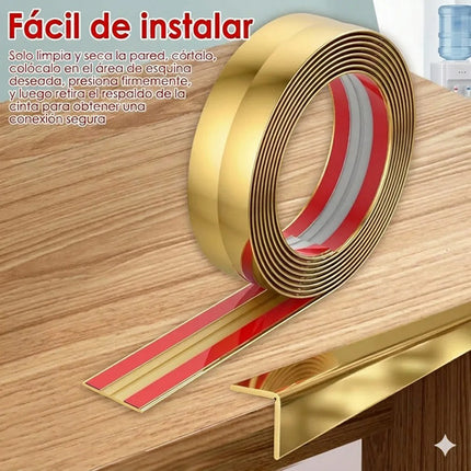 3 metros Moldura Decorativa Autoadhesiva Cromo Flexible Para Borde