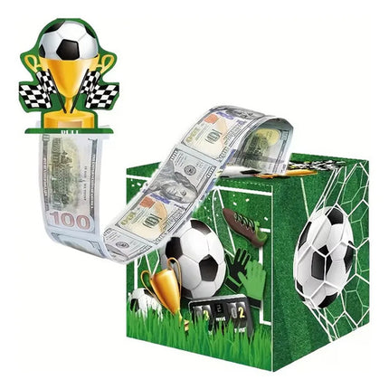 Caja Regalo Cumpleaños Dinero En Efectivo Fútbol Niño Fiesta Verde