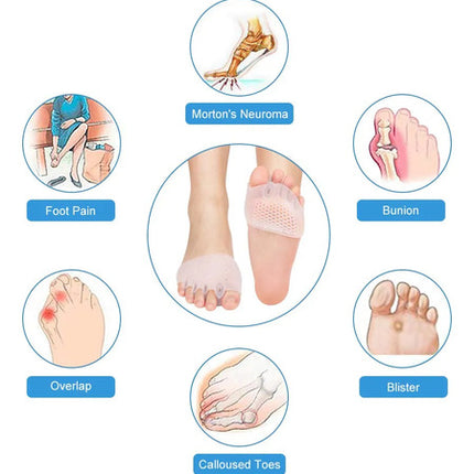 1 Par Separador Dedos Corrector Juanete Silicona Pies Dedos Transparente Talla Única