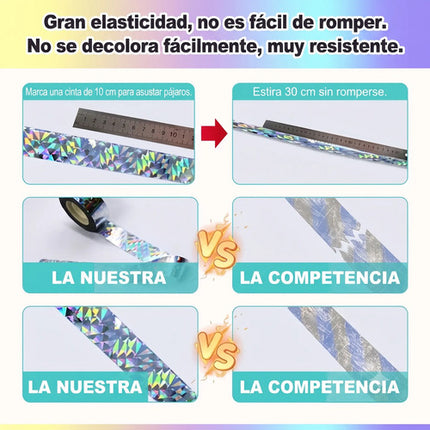 9 Cintas Reflectante Espantapájaros Disuasoria Aves Jardin