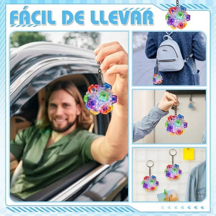 Llavero Fidget Pelota Antiestrés Sensorial Teclado Luz Led