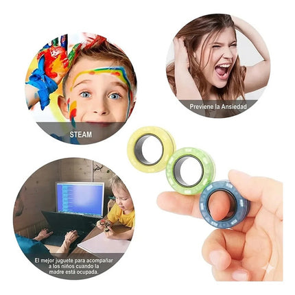 Set De Anillos Magnéticos Con Forma De Fidget Spinner Dedo