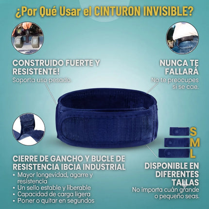 2 Cinturon Elasticos Sin Hebilla Invisibles Ajustable Velcro
