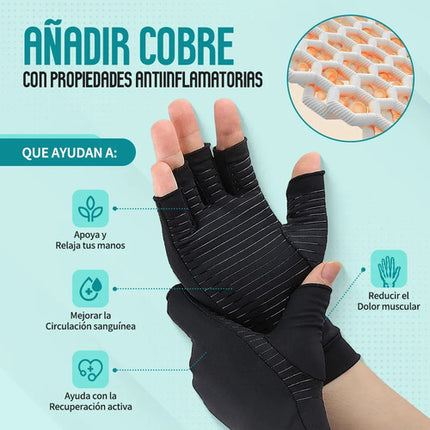 2 Guantes De Compresión Cobre Para Artritis Y Túnel Carpiano