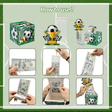 Caja Regalo Cumpleaños Dinero En Efectivo Fútbol Niño Fiesta Verde