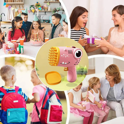 Pistola Maquina Burbujero Automática Juguete Niños Fiesta+10 Sobres de Burbujas