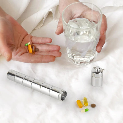 Tubo Pastillero Metal Semanal Dispensador Medicina Llavero