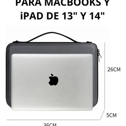 Maletín Portátil  Macbook Ipad De 13/14 Pulgadas Impermeable Negro