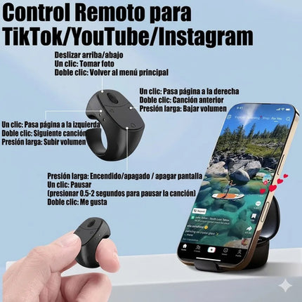 Anillo Control Bluetooth Mouse De Dedo Pasa Paginas Celular