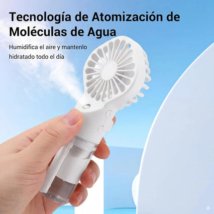 Ventilador Portátil Mano Spray Agua Humidificador Recargable