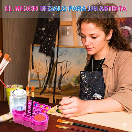 Enjuagador Pinceles Con Dispensador Agua Pintar Oleo Niños