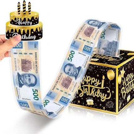 Caja Regalo Dinero En Efectivo Billetes Cumpleaños Fiestas Negro