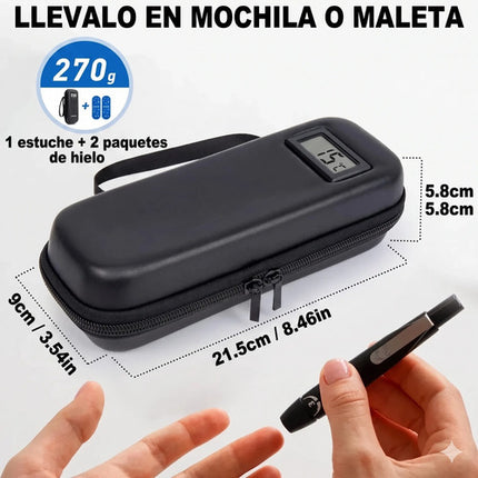 Estuche Transporte Insulina Con Termómetro Medicamento Frio