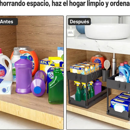 Organizador 2 Niveles Para Debajo Fregadero Tarja Con Cajon