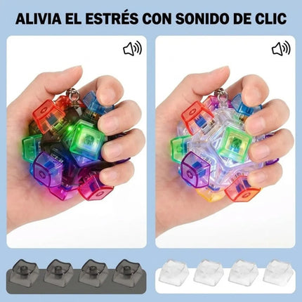 Llavero Fidget Pelota Antiestrés Sensorial Teclado Luz Led