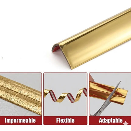 3 metros Moldura Decorativa Autoadhesiva Cromo Flexible Para Borde