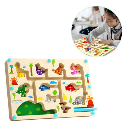 Laberinto Magnético De Madera Juguete Montessori Dinosaurios