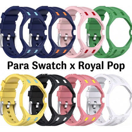 Correa Silicona Swatch Xomega Royal Pop Convertir A Pulsera