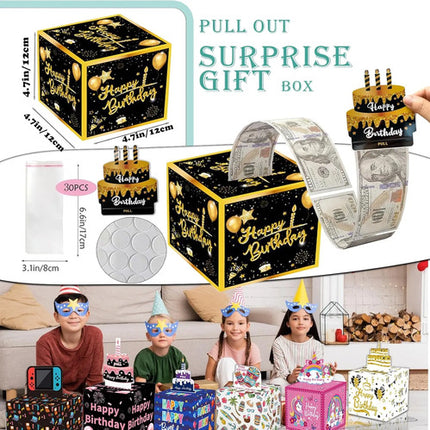 Caja Regalo Dinero En Efectivo Billetes Cumpleaños Fiestas Negro