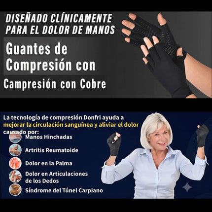 2 Guantes De Compresión Cobre Para Artritis Y Túnel Carpiano
